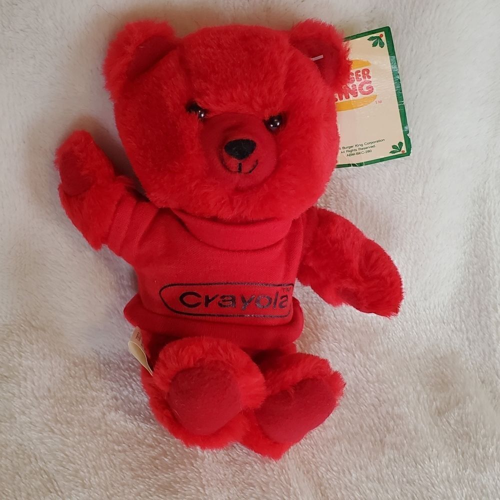 1986 Burger King Red Crayola Stuffed Bear